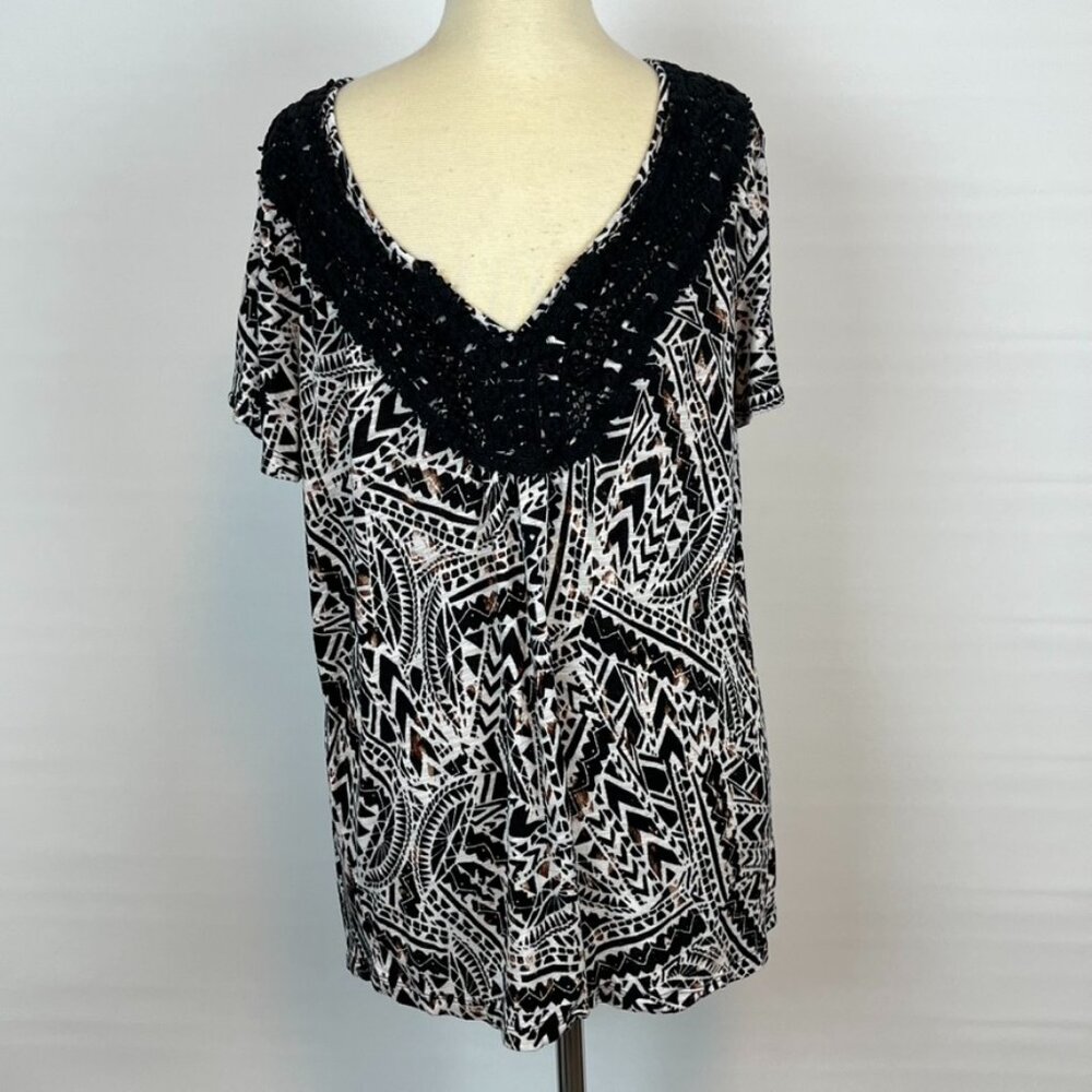 Cable & Gauge Patterned Blouse Shirt Top ((size Large))